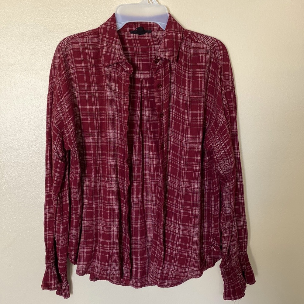 Womens Red Button up Blouse